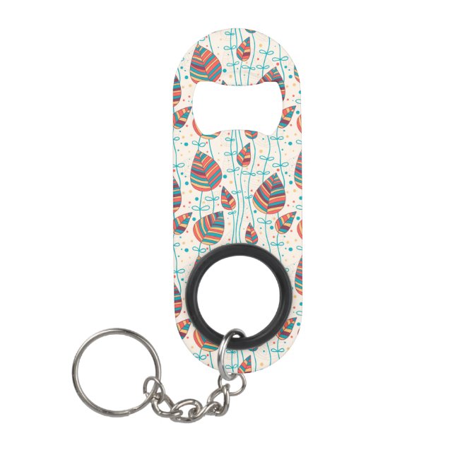 Floral pattern 5 keychain bottle opener (Front)