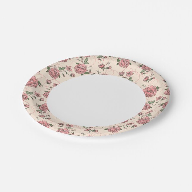 Floral pattern 5 paper plates (Angled)
