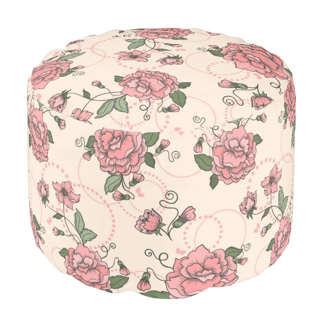 Floral pattern 5 pouf (Angled Front)