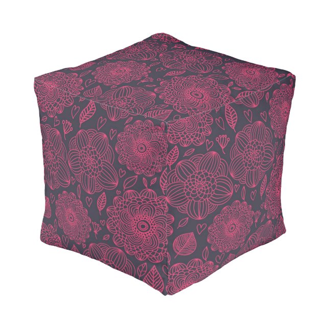 Floral Pattern 5 Pouf (Angled Front)