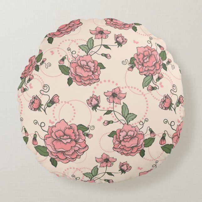 Floral pattern 5 round pillow (Front)