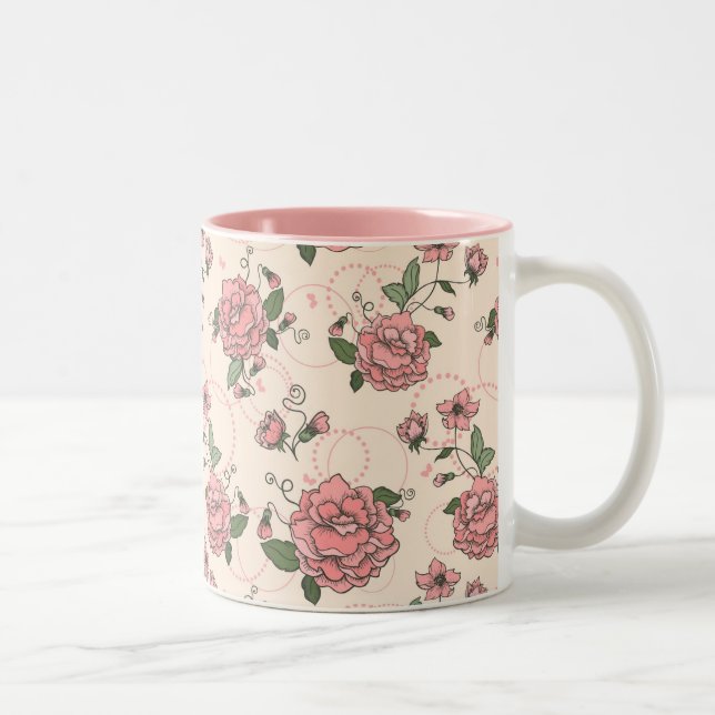 Floral pattern 5 Two-Tone coffee mug (Right)