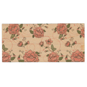 Floral pattern 5 wood flash drive