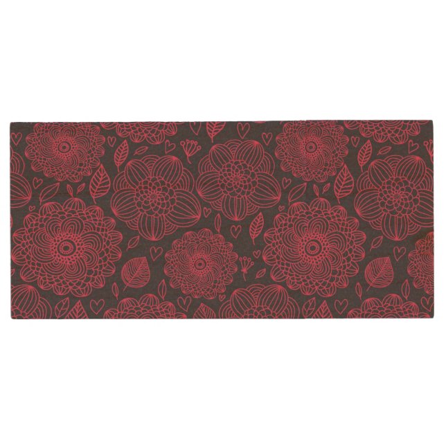 Floral Pattern 5 Wood USB Flash Drive (Front)