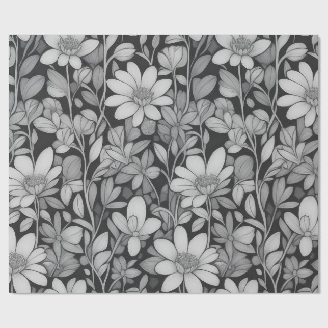Floral Pattern 7 Mono | Wrapping Paper (Flat)