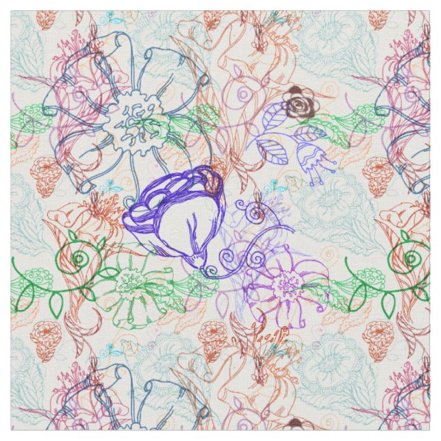 Floral Pattern 8 Fabric (Close Up)