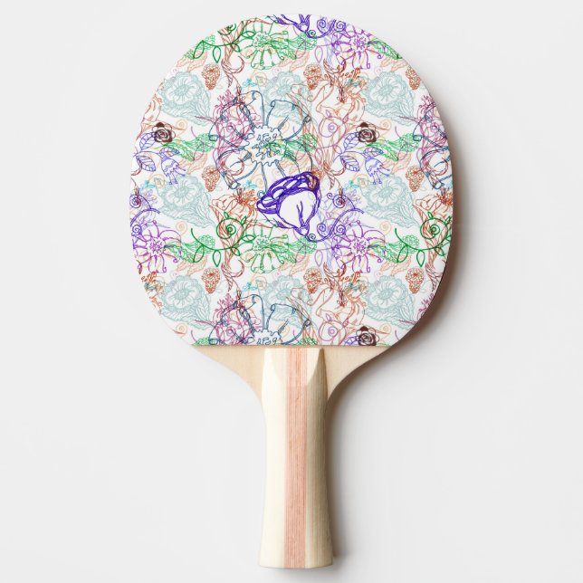 Floral Pattern 8 Ping-Pong Paddle (Front)