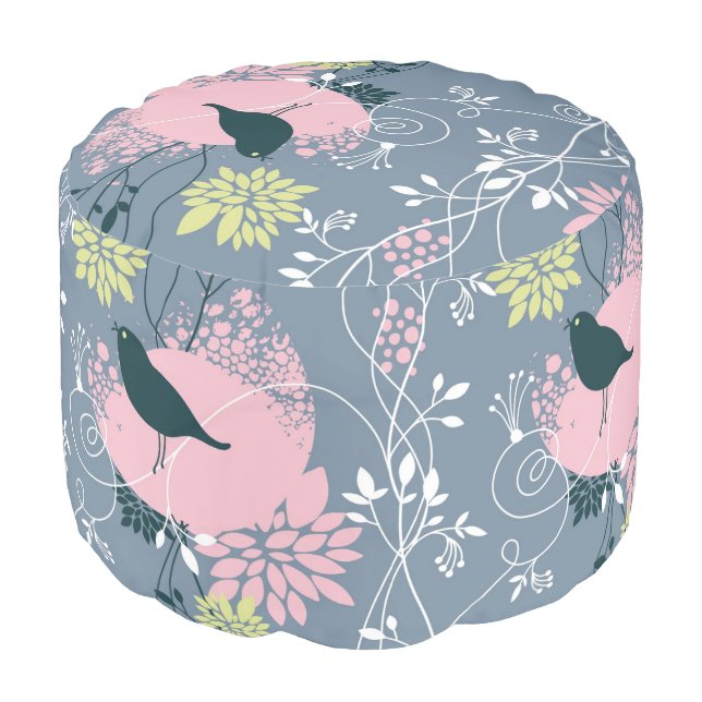 Floral Pattern 8 Pouf (Angled Front)