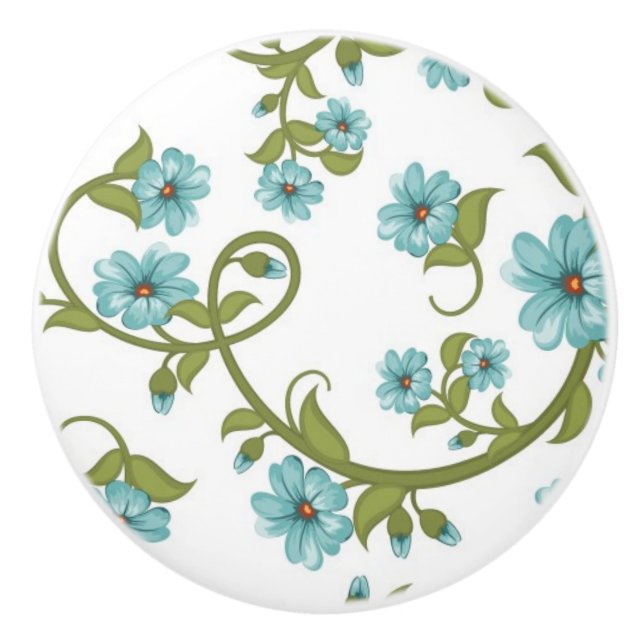 Floral Pattern 9 Ceramic Knob (Front)