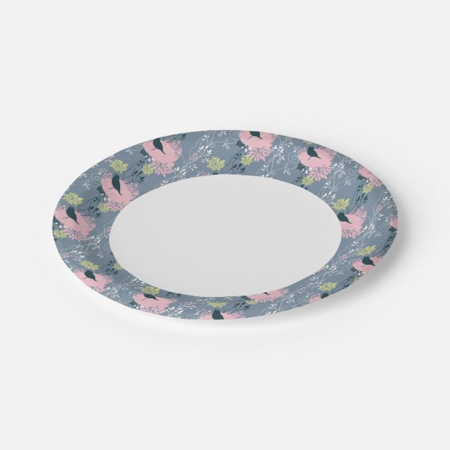 Floral Pattern 9 Paper Plates (Angled)