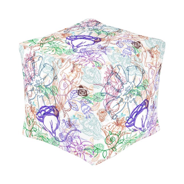 Floral Pattern 9 Pouf (Angled Front)