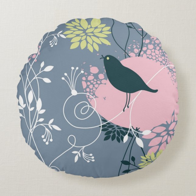 Floral Pattern 9 Round Pillow (Front)