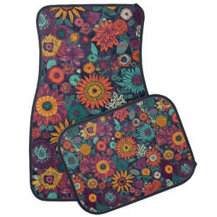 Floral Pattern, A Bouquet of Colorful Flowers Car Floor Mat