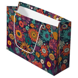 Floral Pattern, A Bouquet of Colorful Flowers Large Gift Bag