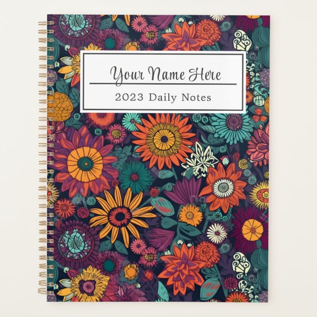 Floral Pattern, A Bouquet of Colorful Flowers Planner (Front)