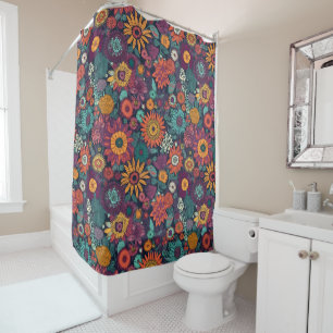 Floral Pattern, A Bouquet of Colorful Flowers Shower Curtain