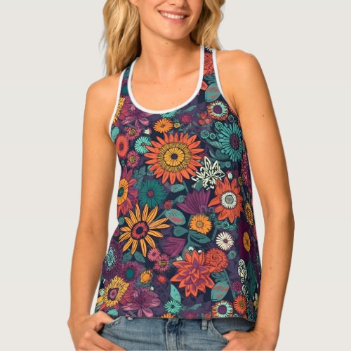 Floral Pattern A Bouquet of Colorful Flowers Tank Top