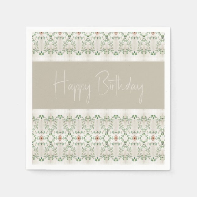 Floral Pattern Accented Napkins (Front)