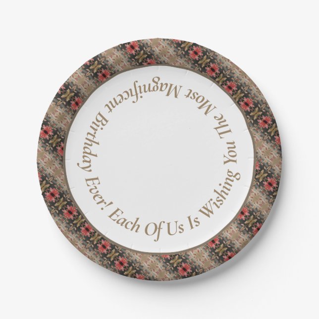 Floral Pattern Accented Paper Plates (Front)