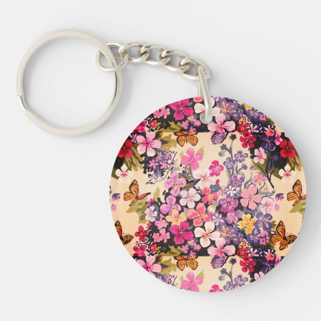 Floral Pattern Acrylic Keychain (Front)