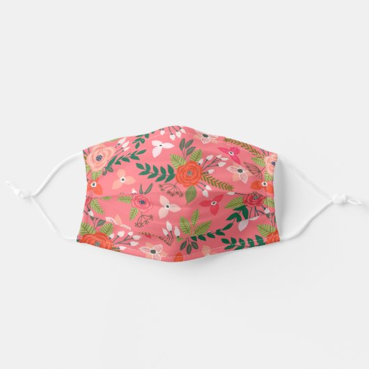 Floral Pattern Adult Cloth Face Mask (Front, Unfolded)