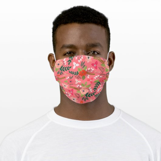Floral Pattern Adult Cloth Face Mask (Worn)