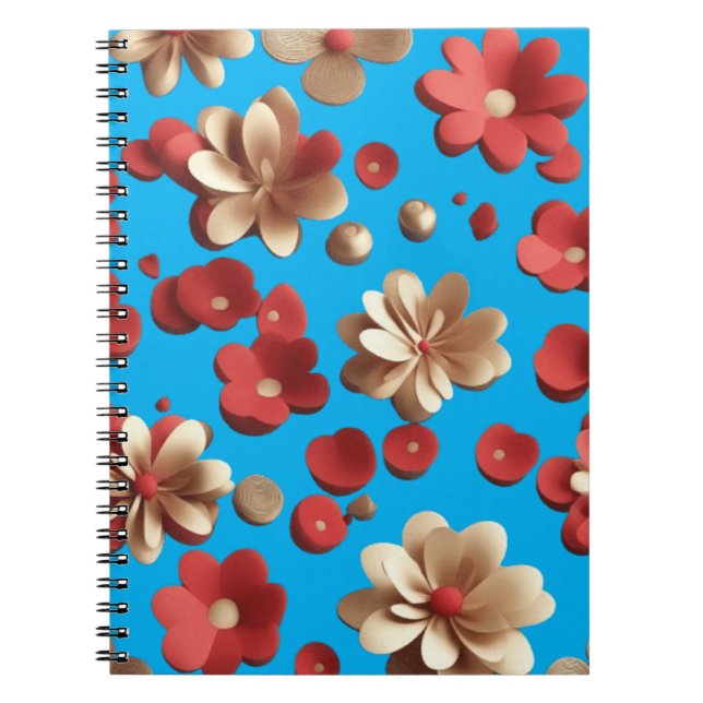 Floral pattern against a serene blue background notebook (Front)