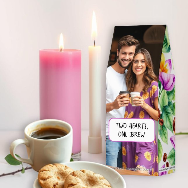 Floral pattern and photo purple flowers wedding roasted coffee (Creator Uploaded)