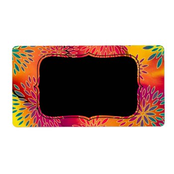 Floral Pattern And Watercolor Abstract Painting Label by RosaAzulStudio at Zazzle