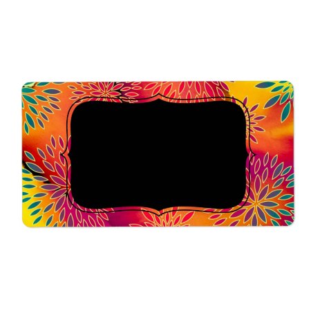 Floral Pattern And Watercolor Abstract Painting Label