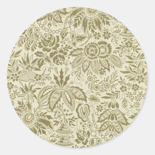 Floral Pattern Antique Damask Paisley Classic Round Sticker