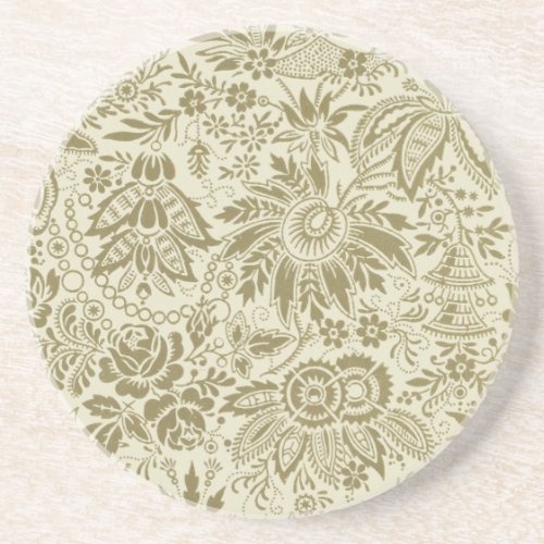 Floral Pattern Antique Damask Paisley Coaster