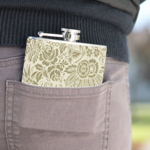 Floral Pattern Antique Damask Paisley Flask