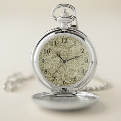 Floral Pattern Antique Damask Paisley Pocket Watch