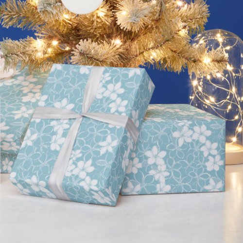 Floral Pattern | Azure Petals Wrapping Paper