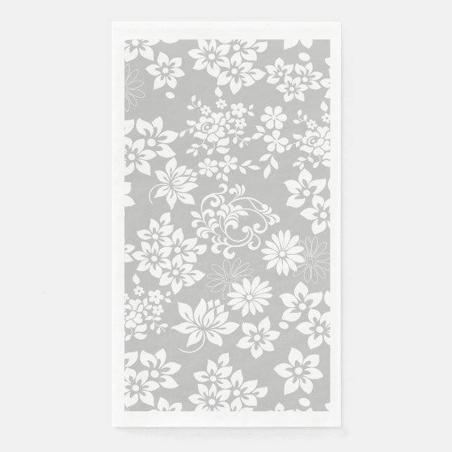 Floral pattern.b L Grey BG Paper Guest Towels (Front)