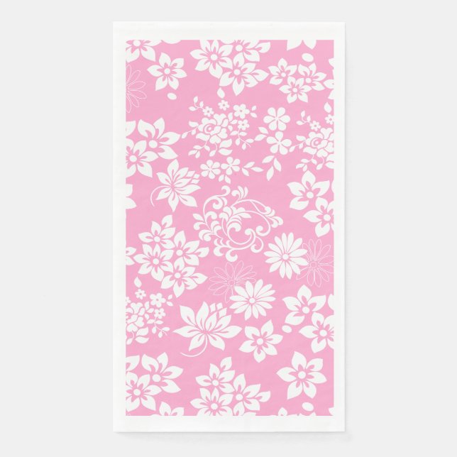 Floral pattern.b L Pink BG Paper Guest Towels (Front)