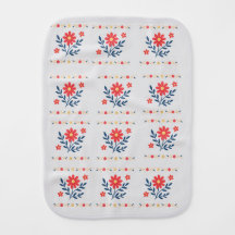 Floral Pattern Baby Burp Cloth – White Background