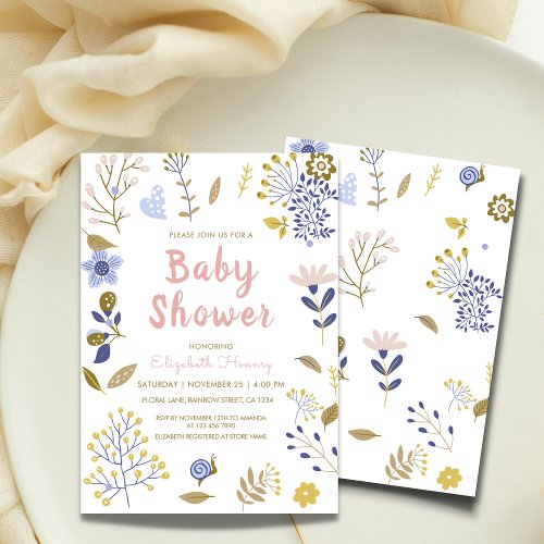 Floral pattern baby shower invitation