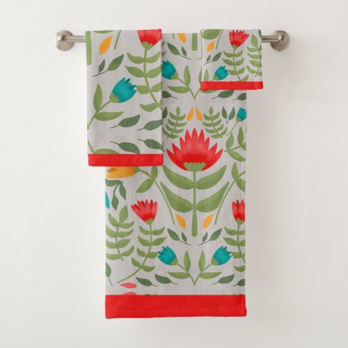 Floral Pattern Bathroom  Bath Towel Set
