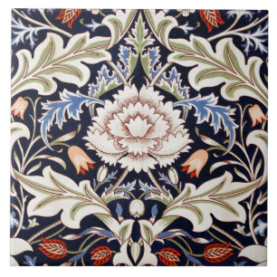 Floral Pattern Beautiful Flowers Blue Red Green Ceramic Tile