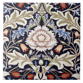 Floral Pattern Beautiful Flowers Blue Red Green Ceramic Tile