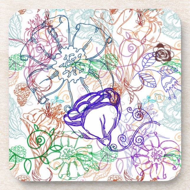 Floral Pattern Beverage Coaster (Front)