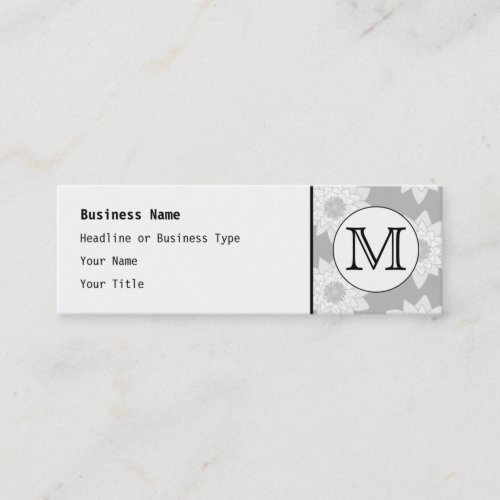 Floral Pattern, Black and White Custom Monogram. Business Cards