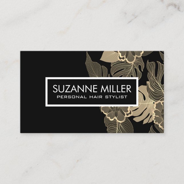 Floral Pattern | Black Business Card (Front)