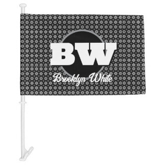 Floral Pattern Black&White Personalized Car Flag