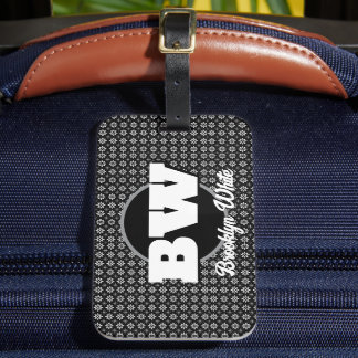Floral Pattern Black&White Personalized  Luggage Tag
