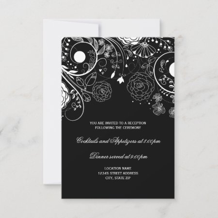 Floral Pattern Black/white - Reception Invitation