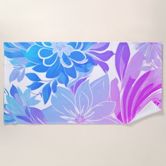 Floral Pattern, Blue and Pink