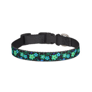 Floral pattern blue and teal pet collar